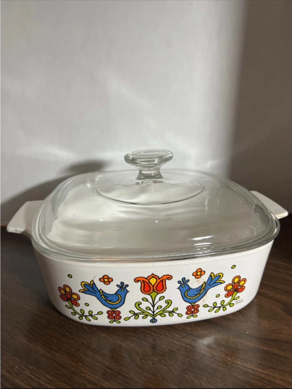 Vintage Corningware Casserole Dish with Lid - White